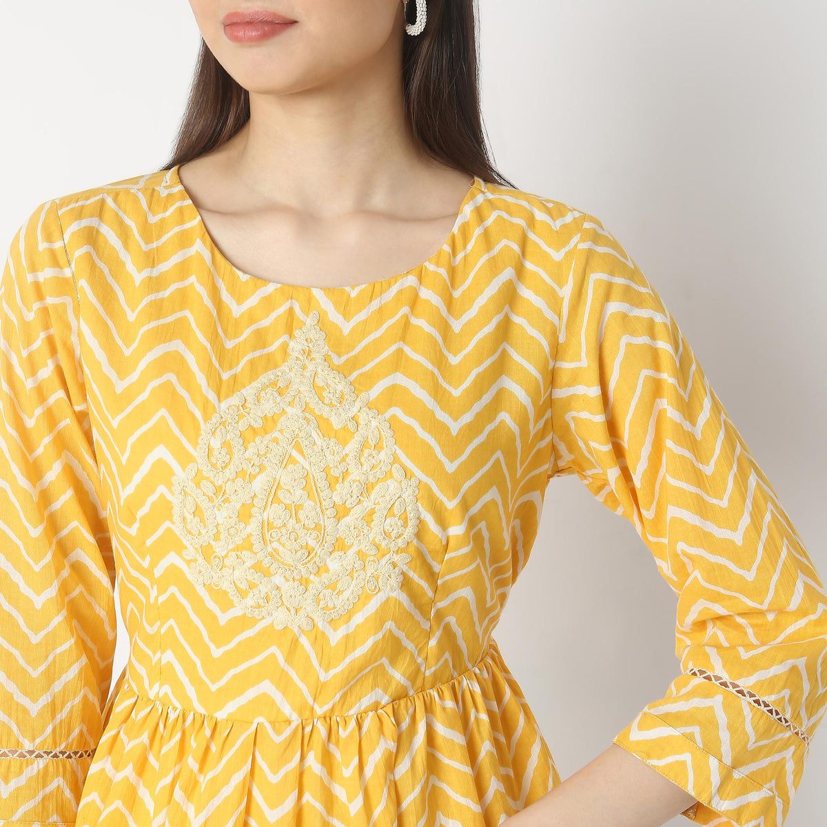 Mid Flare Embroidered Top