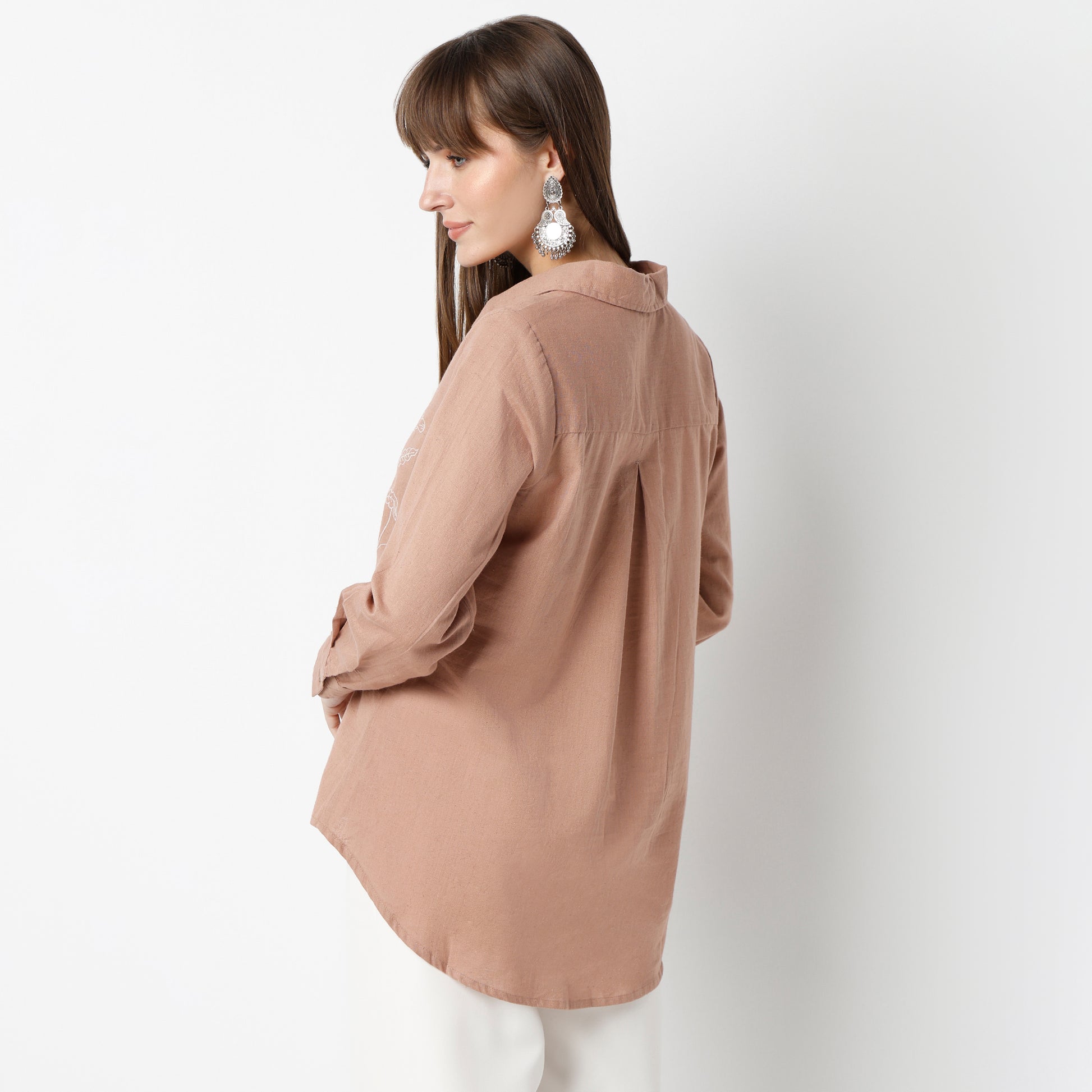 Regular Fit Embroidered Regular Length Shirt