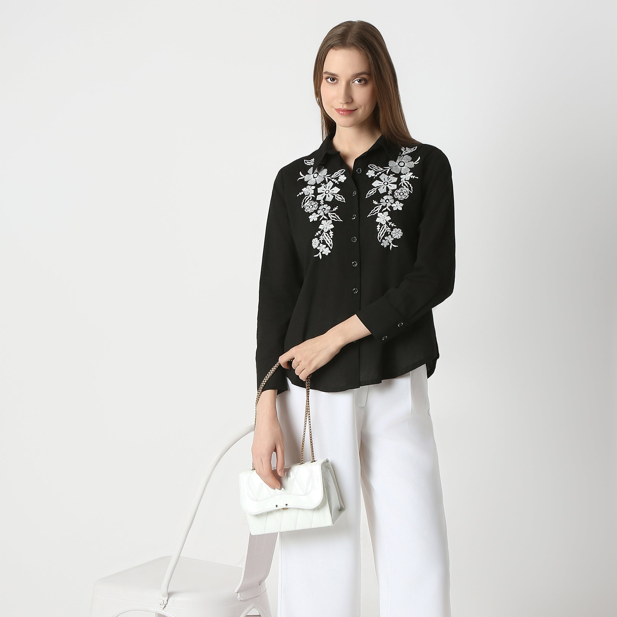 Regular Fit Embroidered Regular Length Shirt