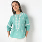 Embroidered Band Neck Full Sleeve Top
