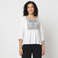 Flare Fit Embroidered Round Neck Top
