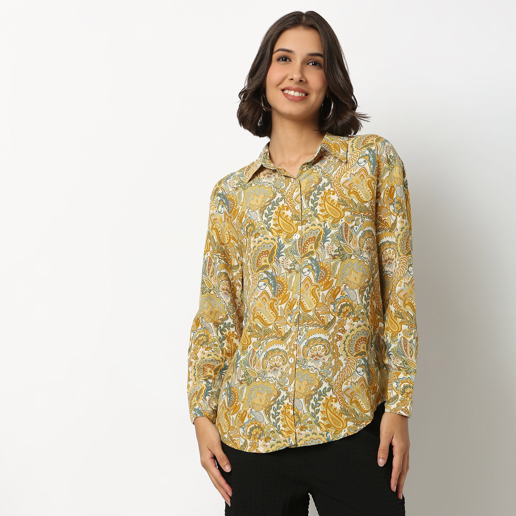 Printed Rayon Shirt, Full Sleeve