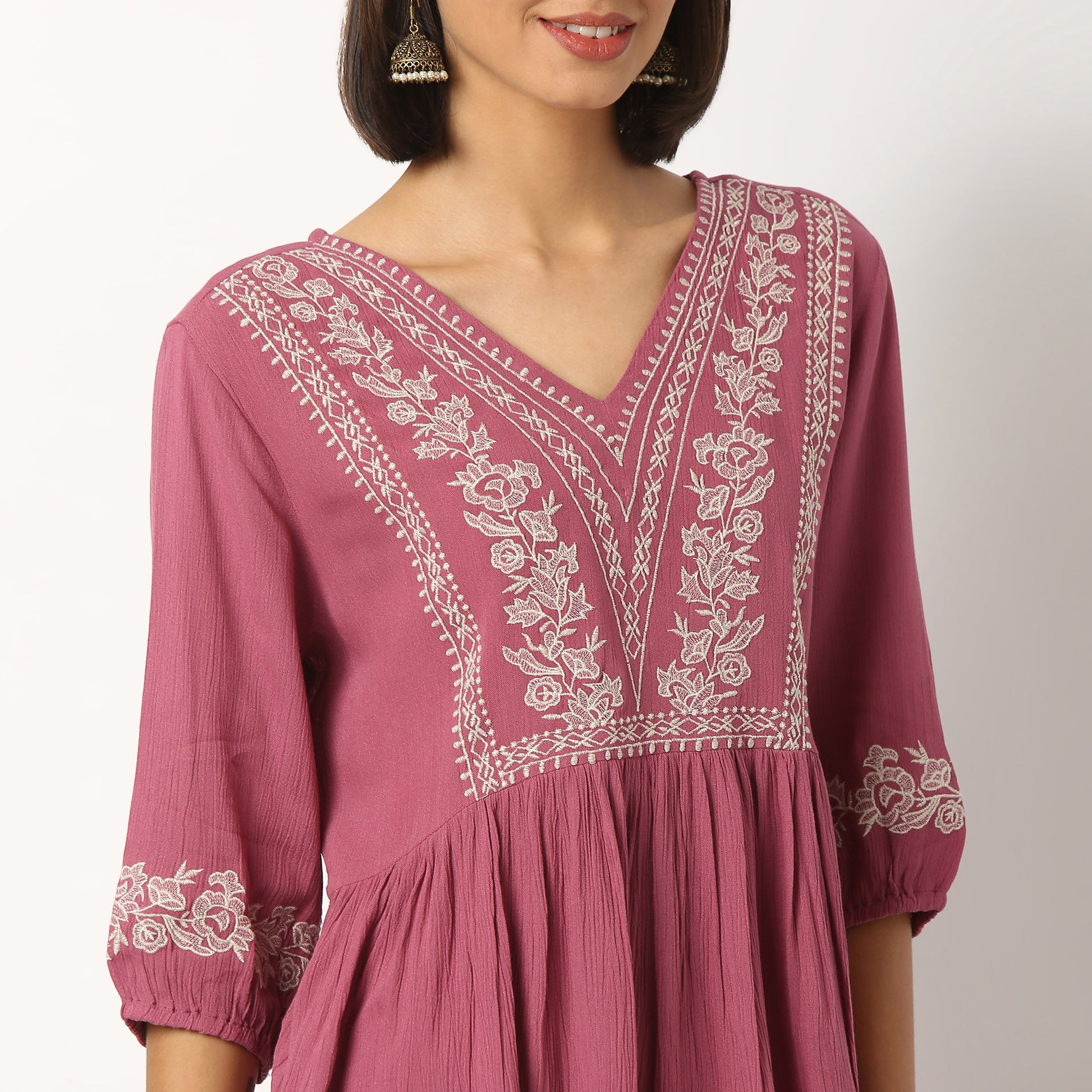 Embroidered Viscose Flared Top