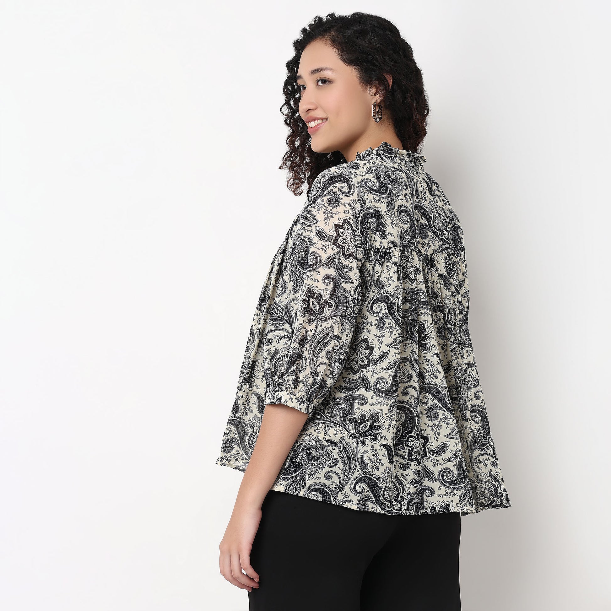 Gathered Yoke Front Placket Top