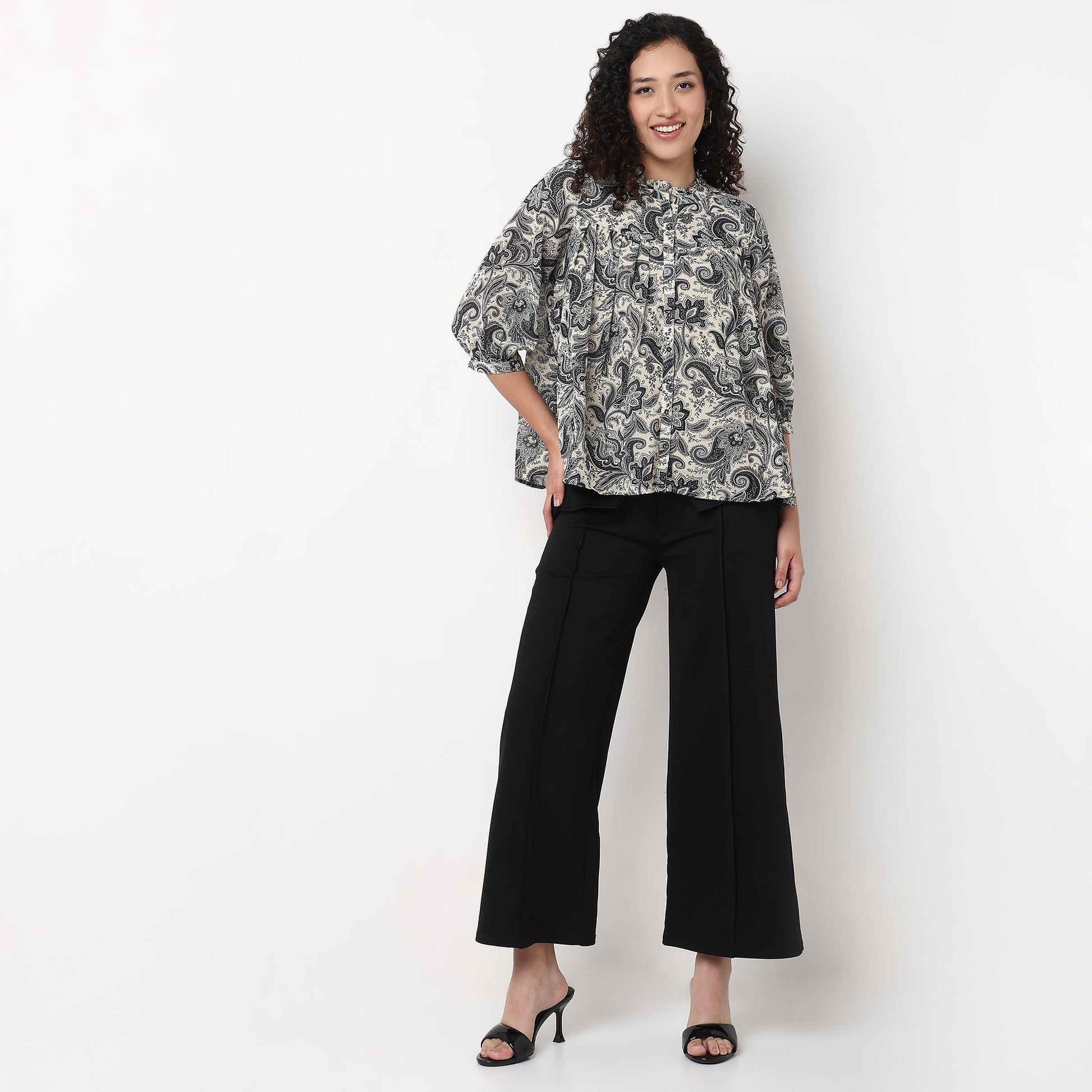 Gathered Yoke Front Placket Top