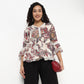 V-Neck Printed Peplum Top
