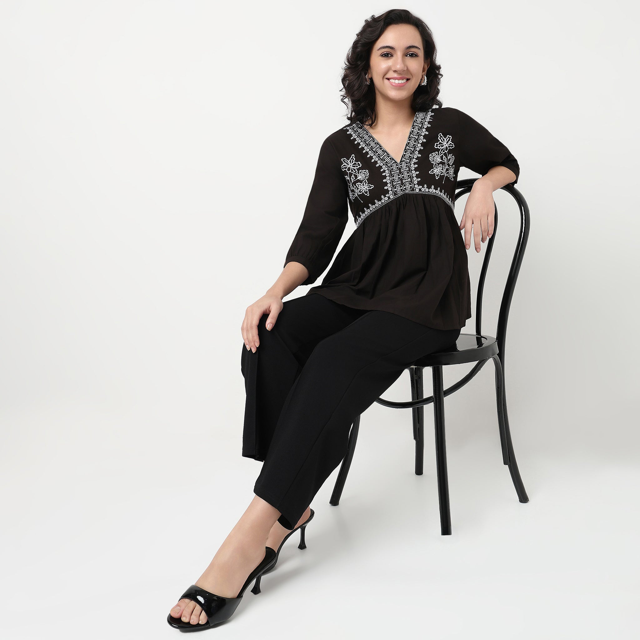 Order Now Women Embroidered V Neck Flared Flare Fit Ethnic Wear Alia Cut by Style Union