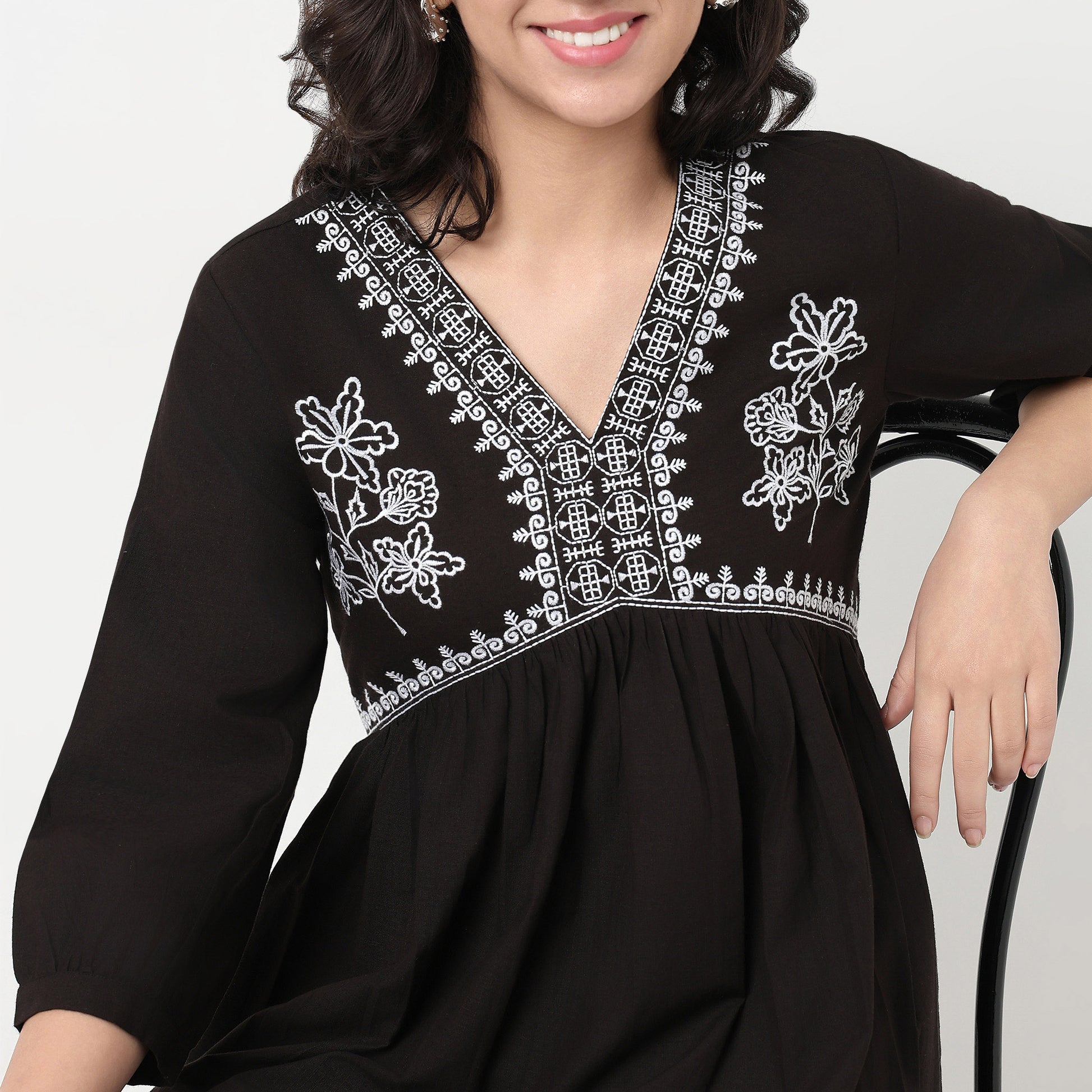 Order Now Women Embroidered V Neck Flared Flare Fit Ethnic Wear Alia Cut by Style Union