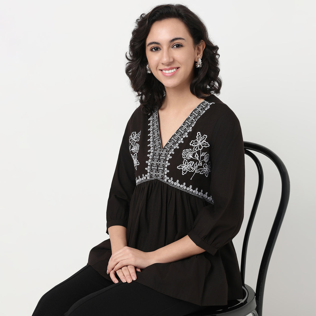 Order Now Women Embroidered V Neck Flared Flare Fit Ethnic Wear Alia Cut by Style Union