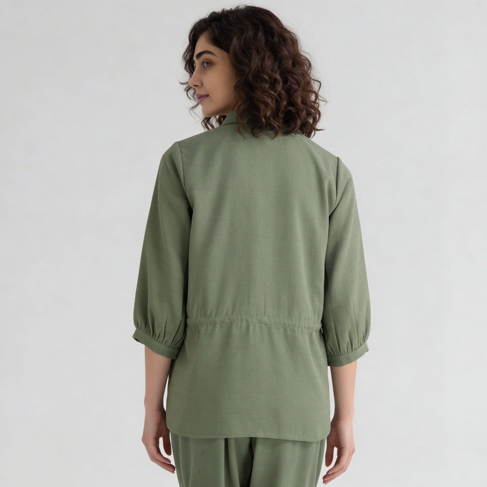 Embroidered Shirt With Waist Tie Up