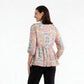 Printed Peplum Top With Ruffle and Tie-Up Neck Detail