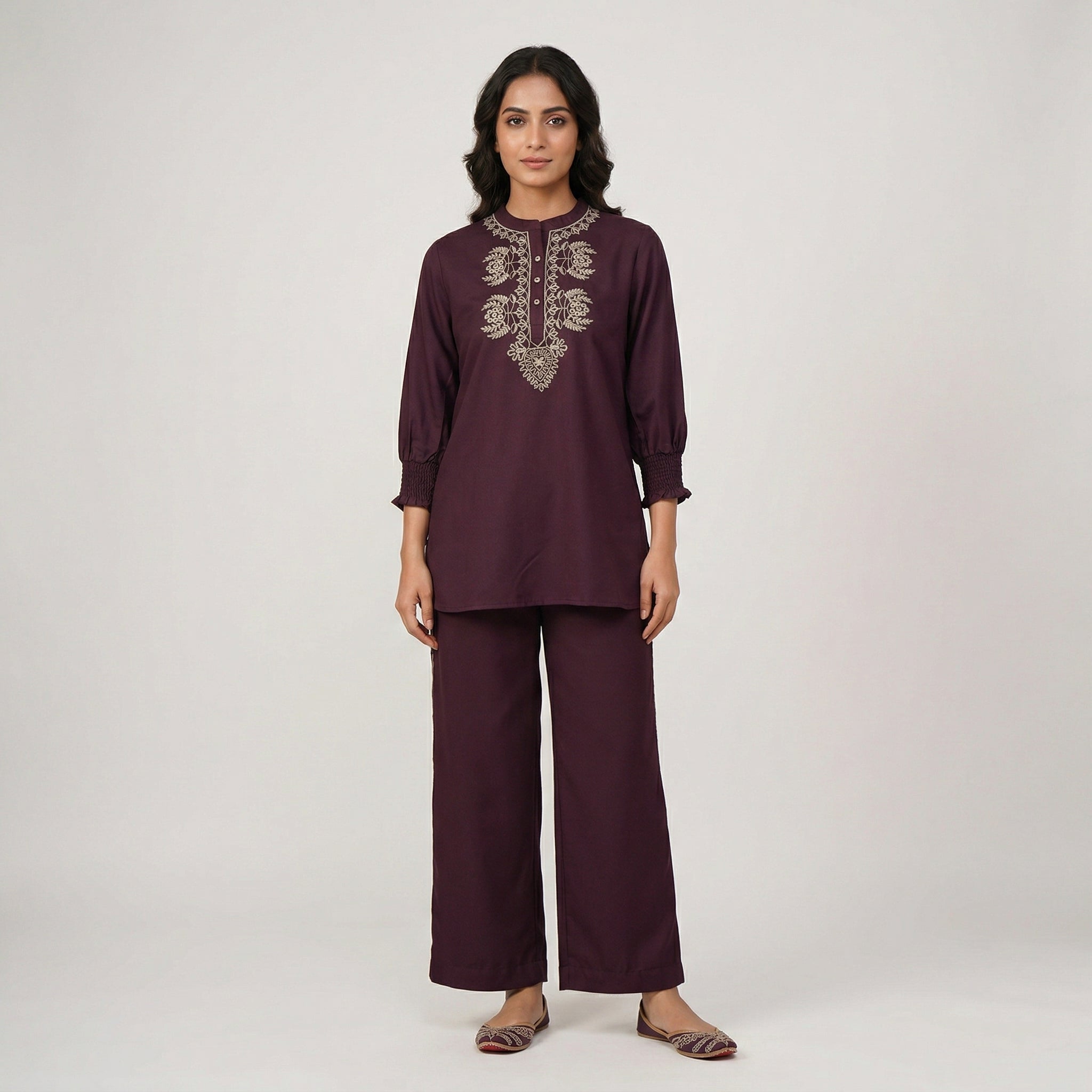 Woven Embroidered Top