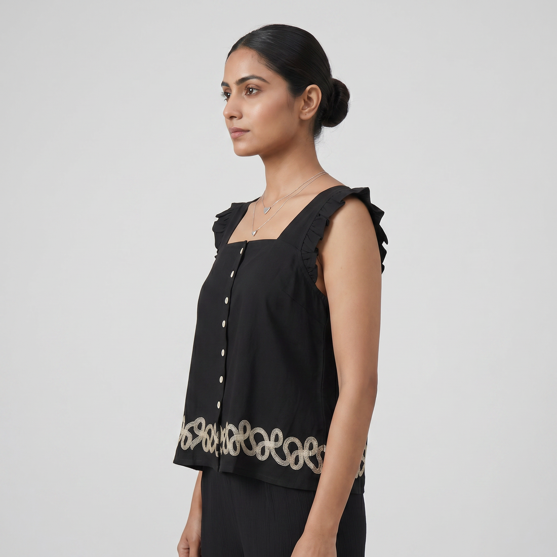 Woven Embroidered Top