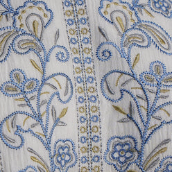 Embroidered V-Neck Flared Top