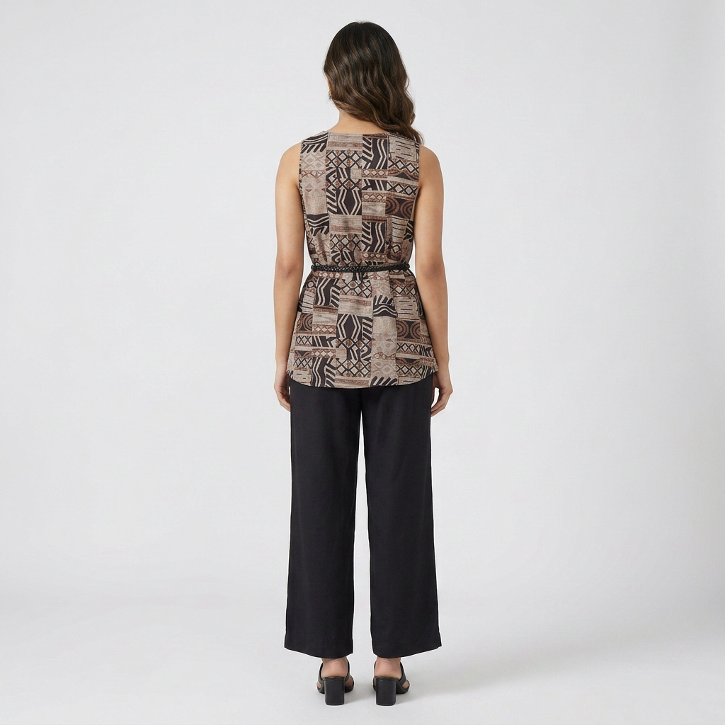 Printed V-Neck Vest Top