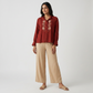 Band Neck Embroidered Shirt