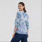 V-Neck Printed Flared W Cut Top