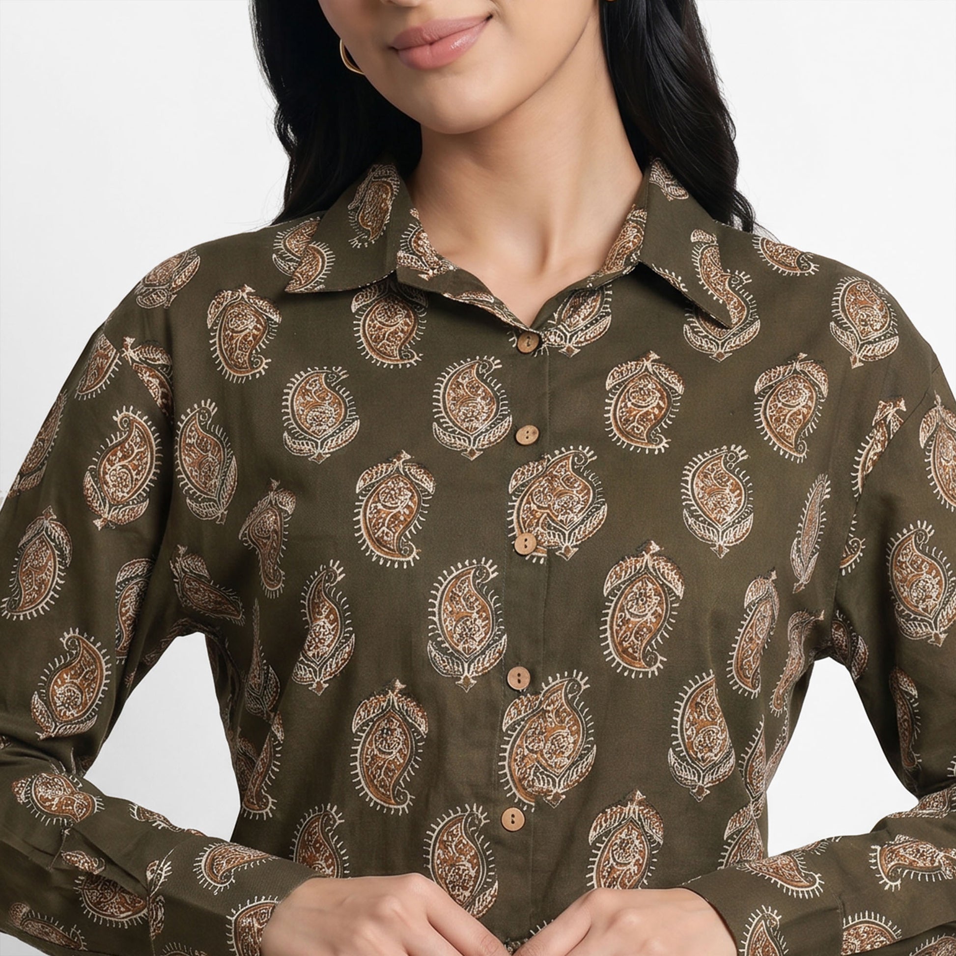 Cotton Printed Straight Shirt