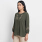 Embroidered Tie Up Top