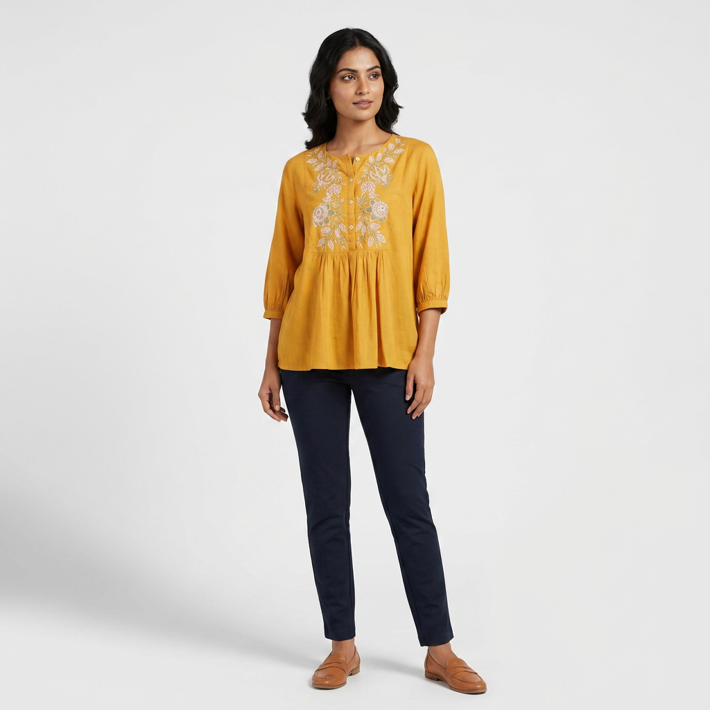 Embroidered Flared Top