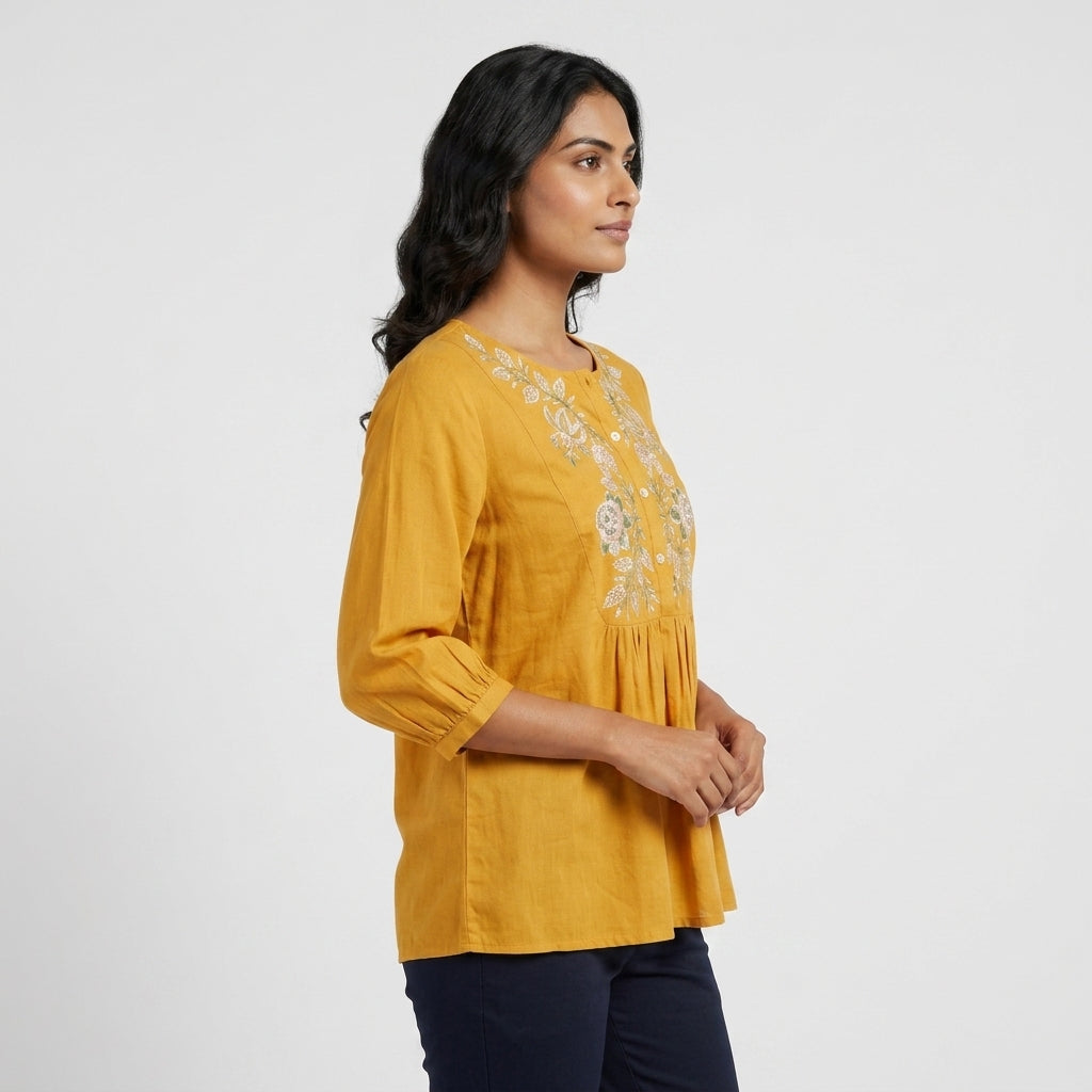 Embroidered Flared Top
