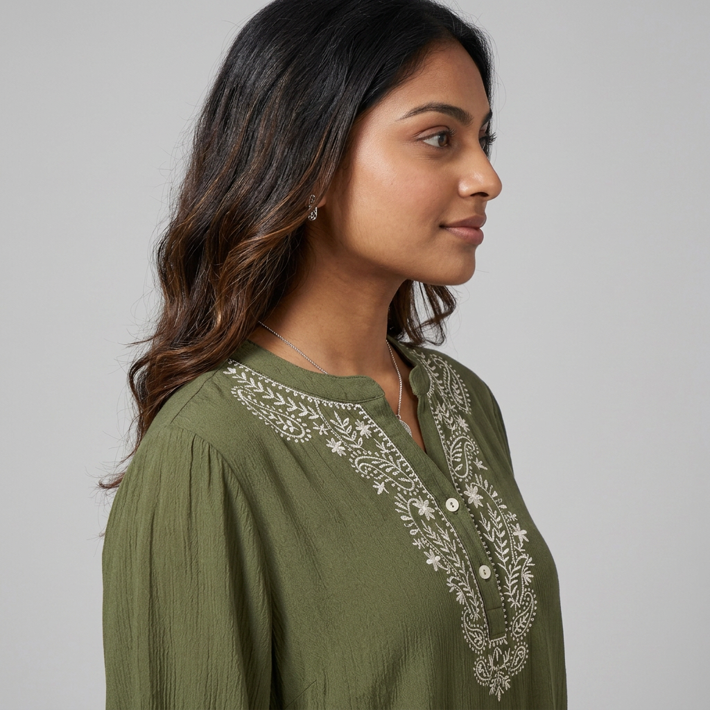 Relaxed Fit Embroidered Top