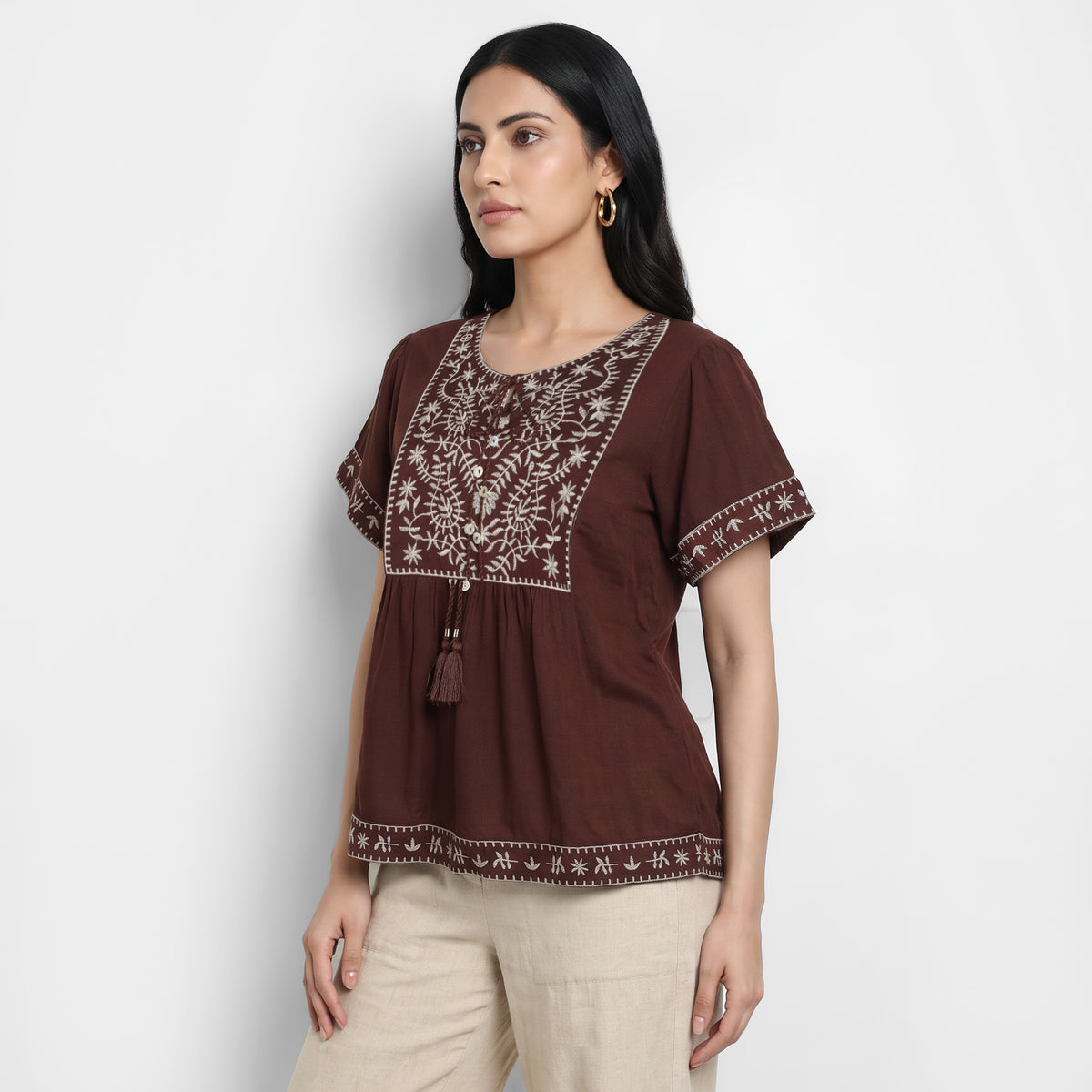 Embroidered Relaxed Top