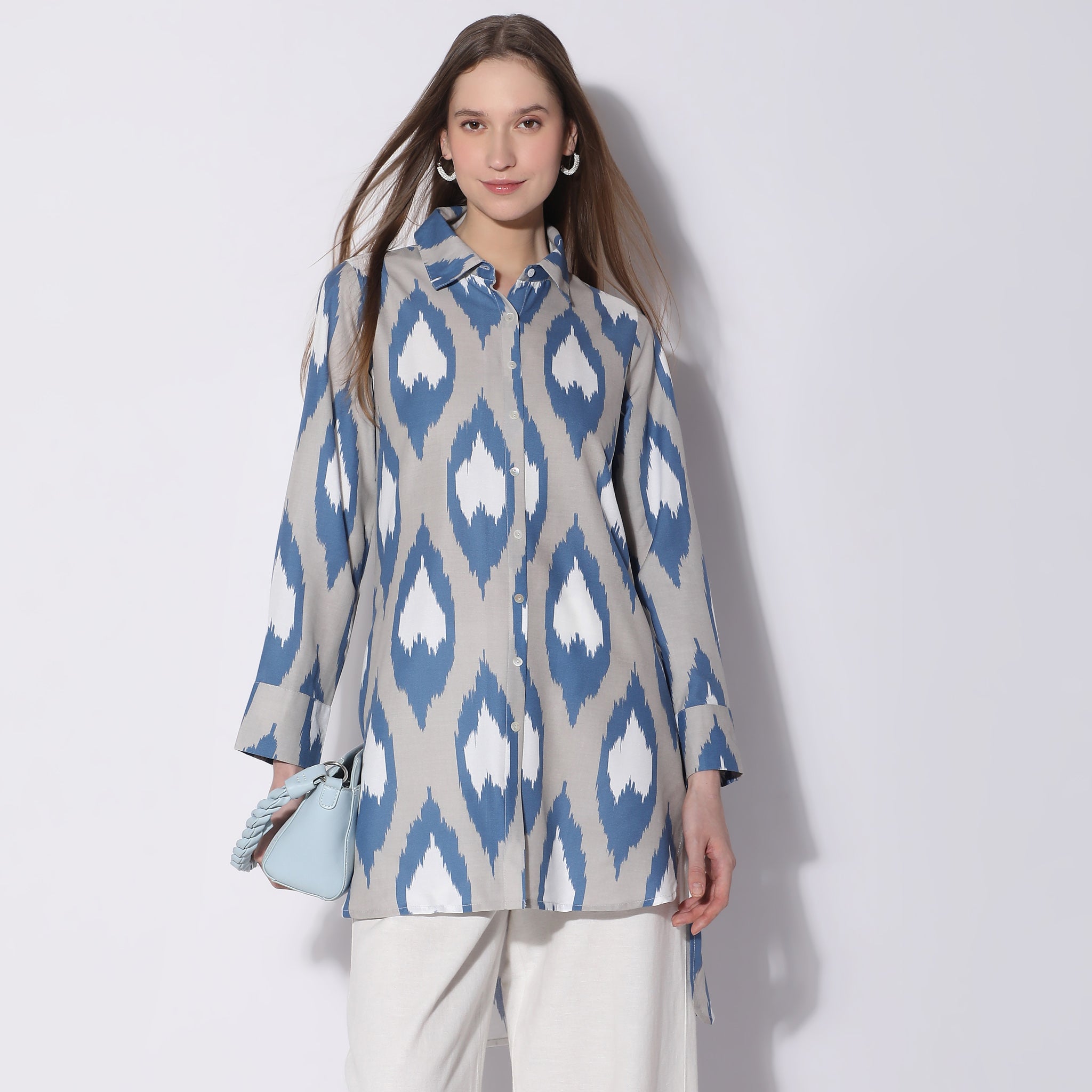 Oversized Printed High Low Shirt