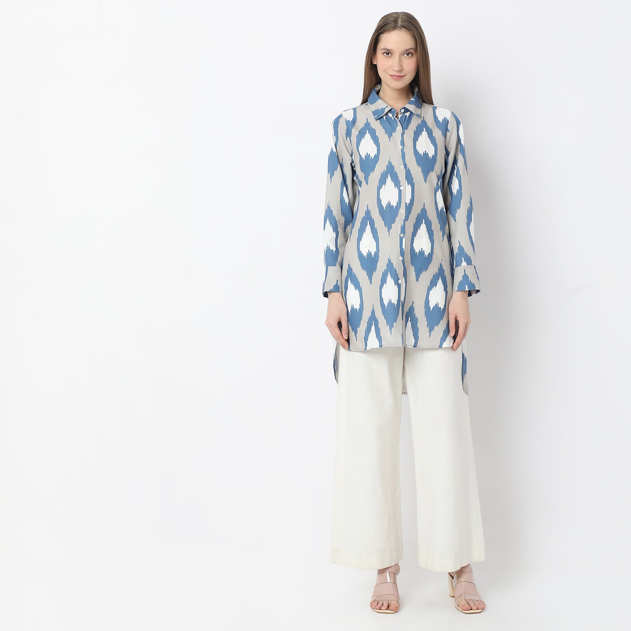 Oversized Printed High Low Shirt