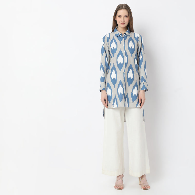 Oversized Printed High Low Shirt