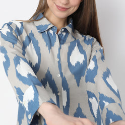 Oversized Printed High Low Shirt