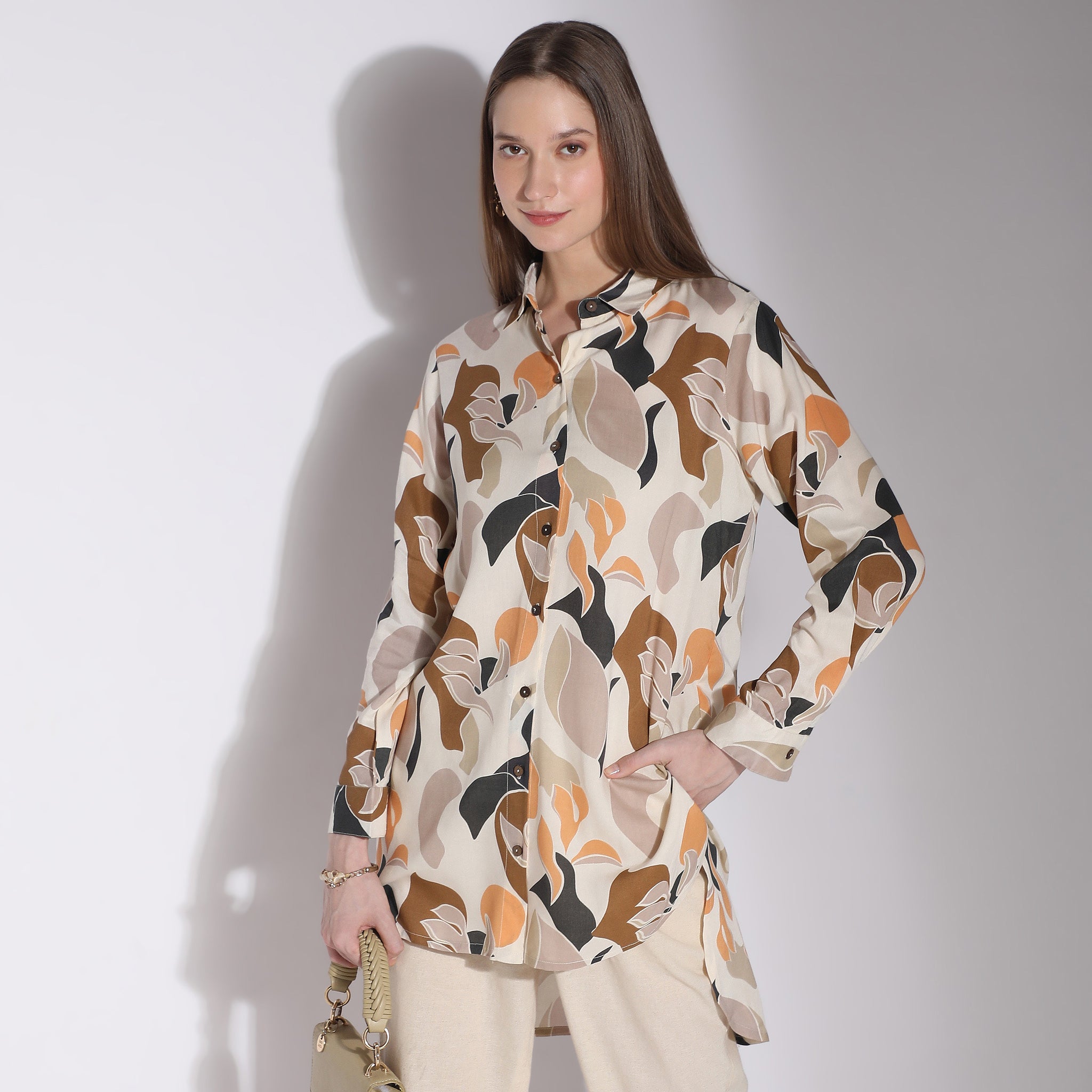 A-Line Printed Full Sleeve Flared Tunic