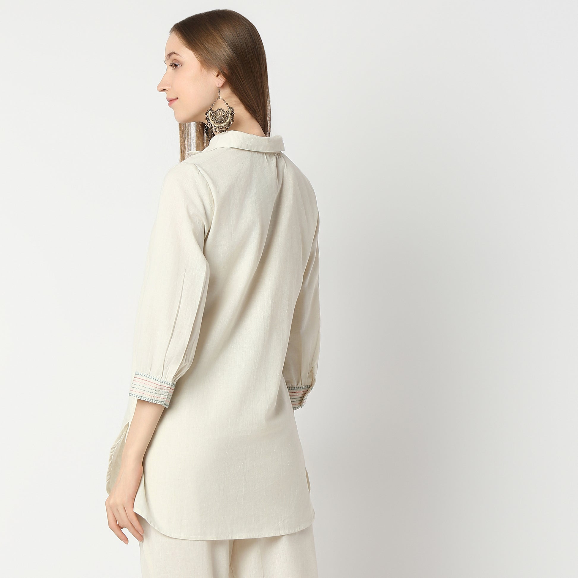 Relaxed Fit Embroidered Below Knee Tunic