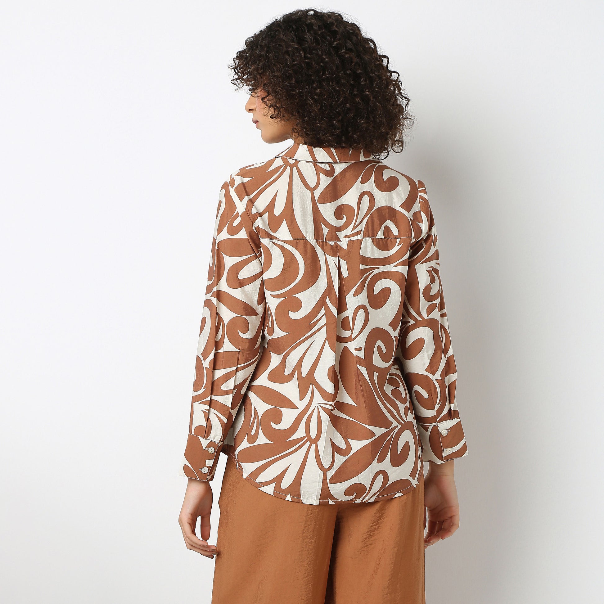 Relaxed Fit Printed Shirt Collar Tunic