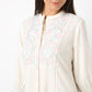 Embroidered Band Neck Short Length Three-Fourth Sleeve Flare Fit Tunic