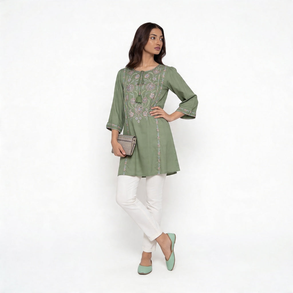 Embroidered Flared Tunic