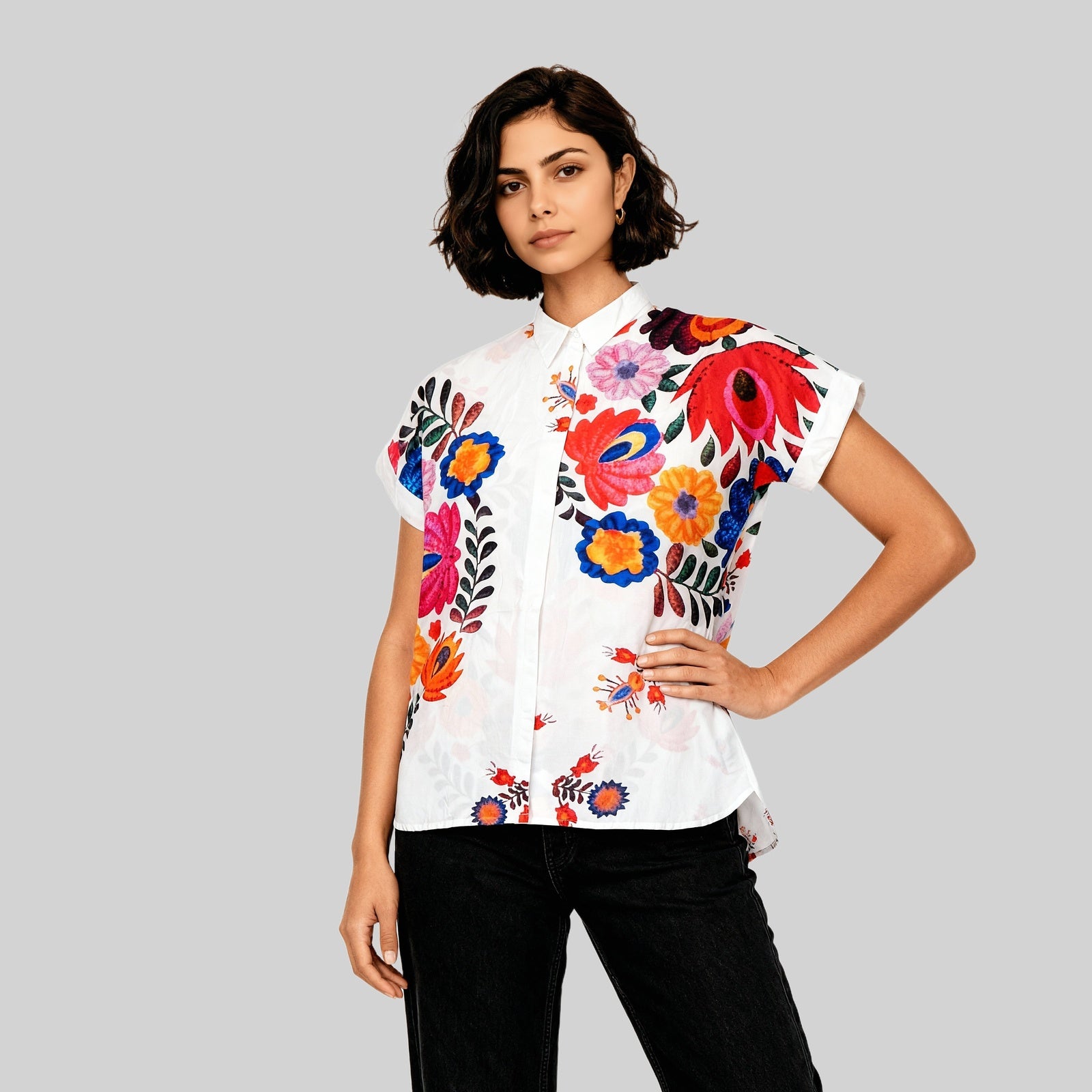 Cotton High Low Tunic Shirt