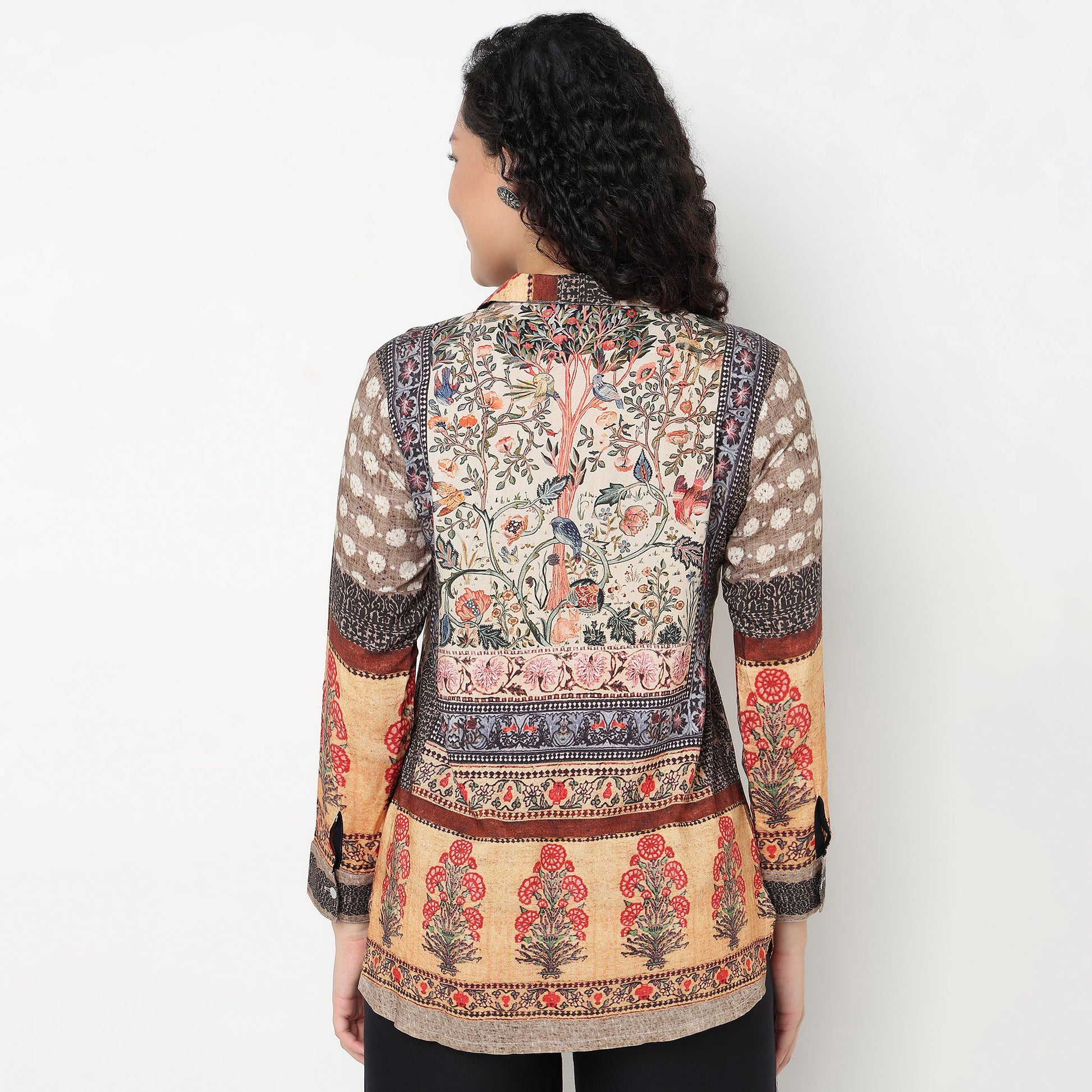 Buy Women Straight Fit Printed Full Sleeve Tunic  - Style Union