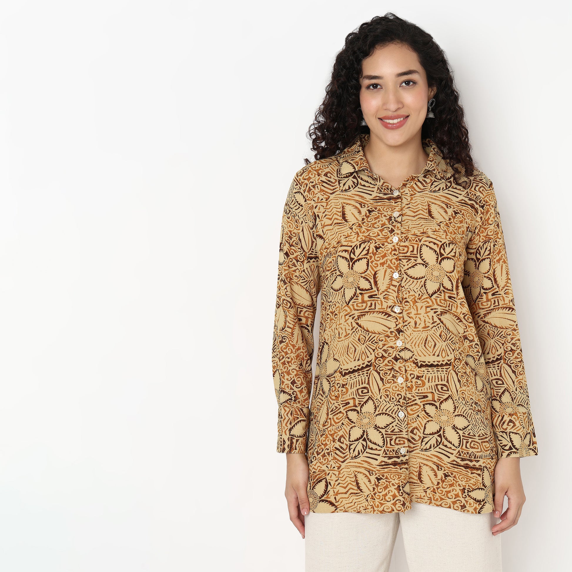Indie Printed Shirt Tunic