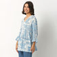 Printed Viscose Tunic with V-Neck