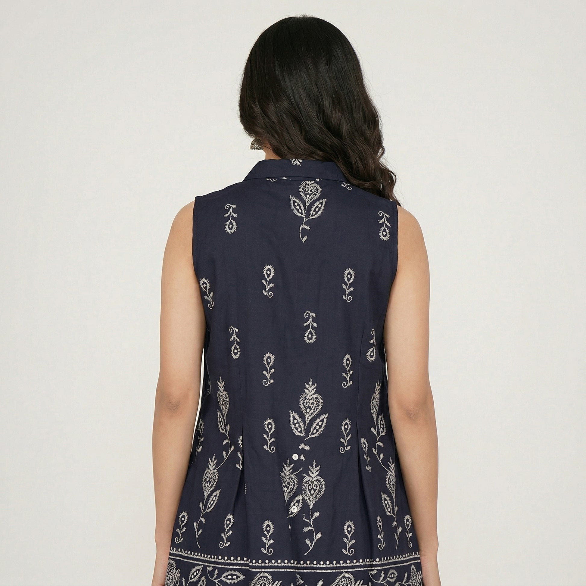 Printed Shirt Collar Tunic