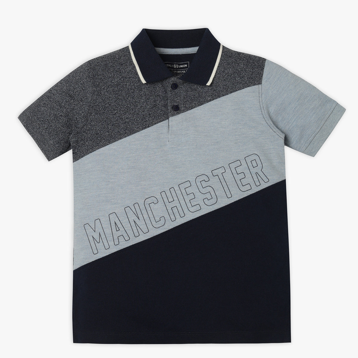 Boys Regular Fit Cut and Sew Polo T-Shirt