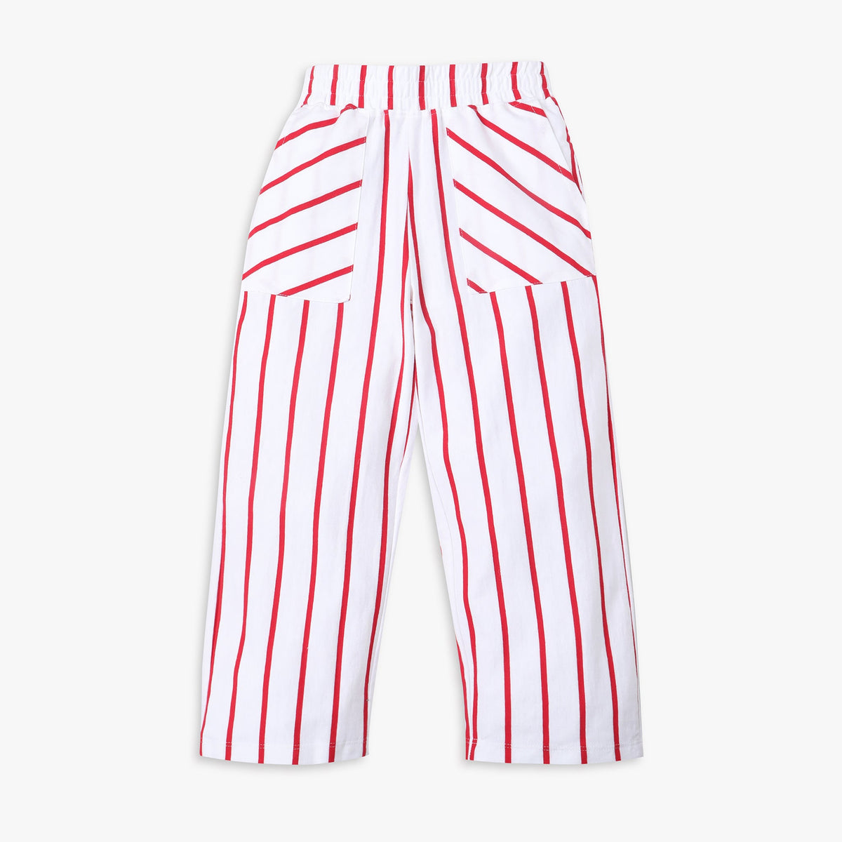 Girls Regular Fit Striped Mid Rise Pants