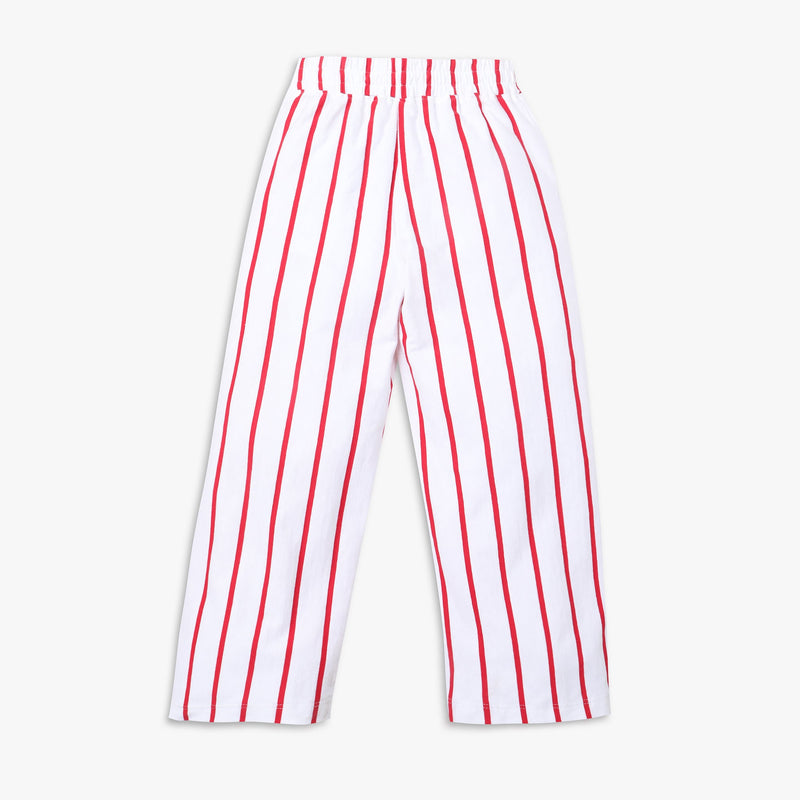 Girls Regular Fit Striped Mid Rise Pants