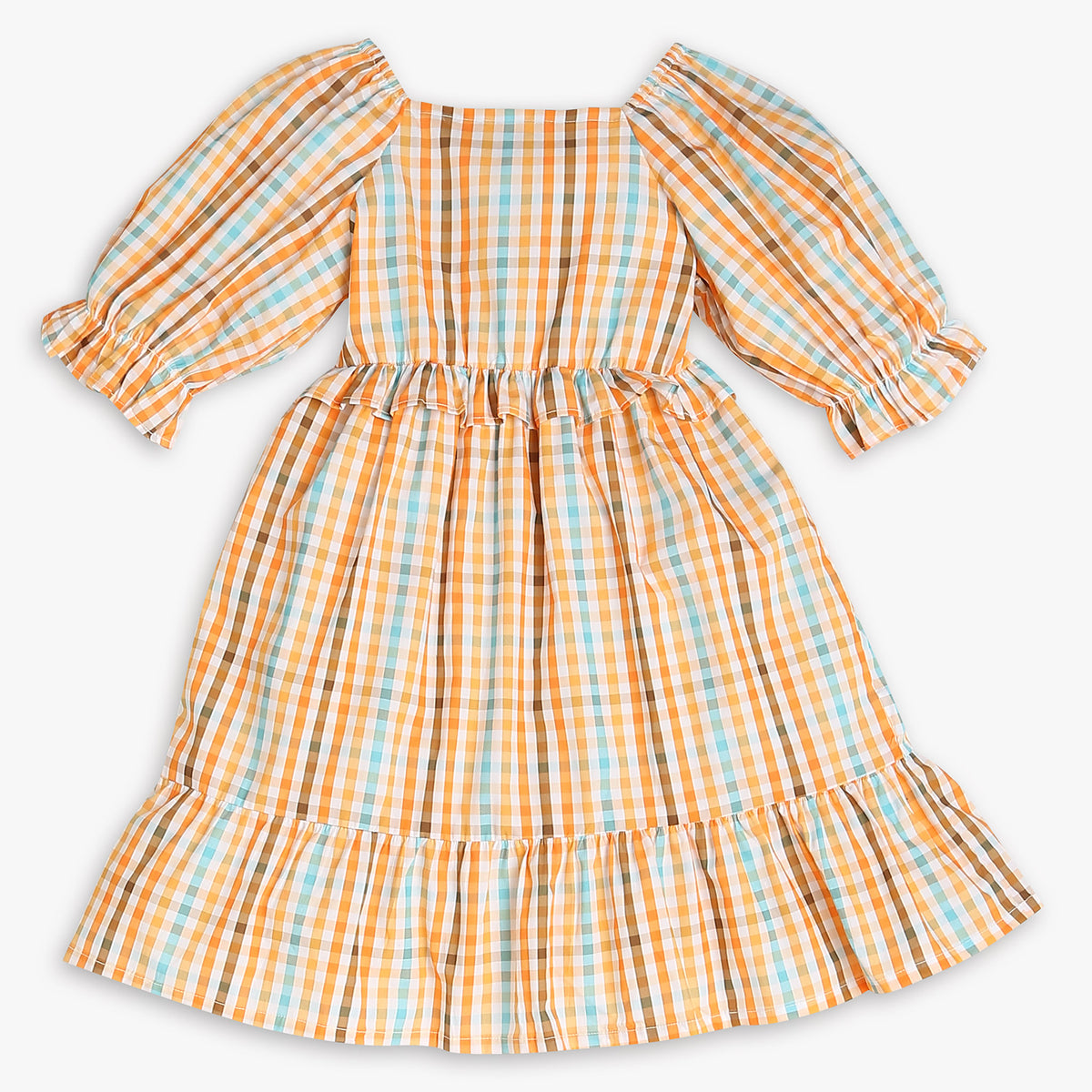 Girls Regular Fit Checkered Frock