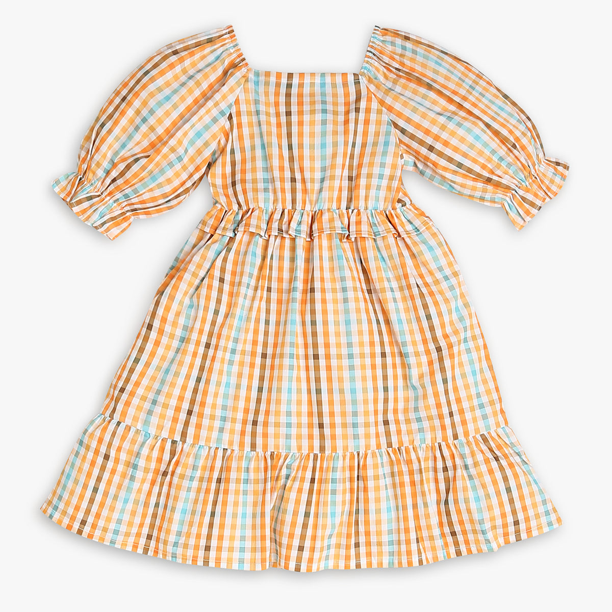 Girls Regular Fit Checkered Frock