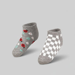 Girls Cotton Ankle Length Socks - Pack of 2