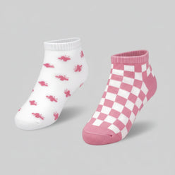 Girls Cotton Ankle Length Socks - Pack of 2