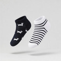 Girls Cotton Ankle Length Socks - Pack of 2