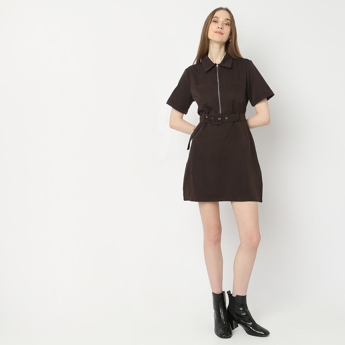 Regular Fit Solid Dress